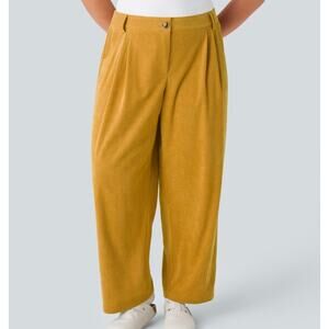 Plus HALARA Harvest Gold Mid Rise Zipper Pocket Wide Wale Corduroy Casual Pants